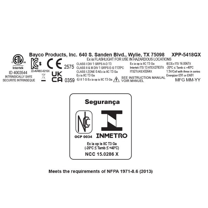 XPP-5418GX-K01: [Zone 0] IS Flashlight (3 AA) w/Kit