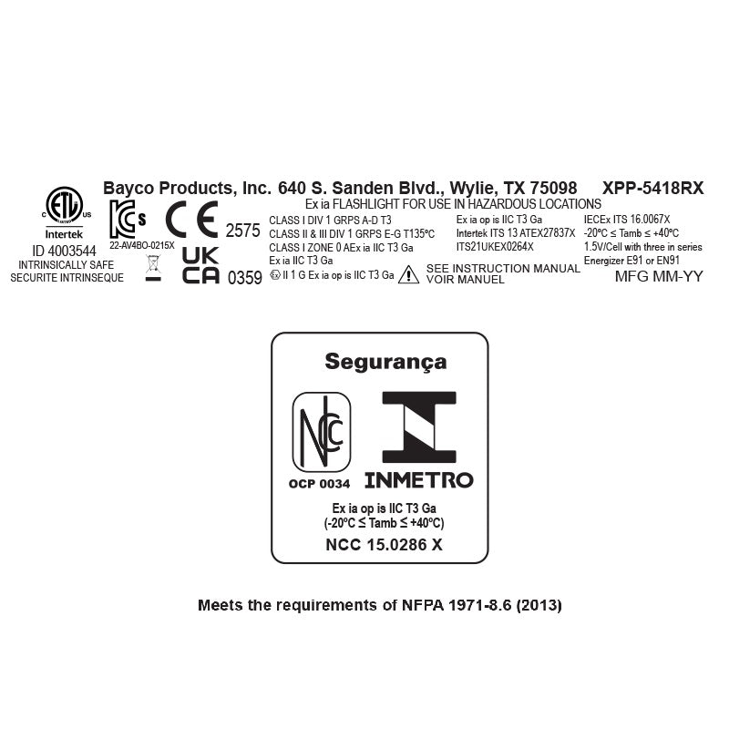 XPP-5418RX-K01 [Zone 0] IS Flashlight (3 AA) w/Kit
