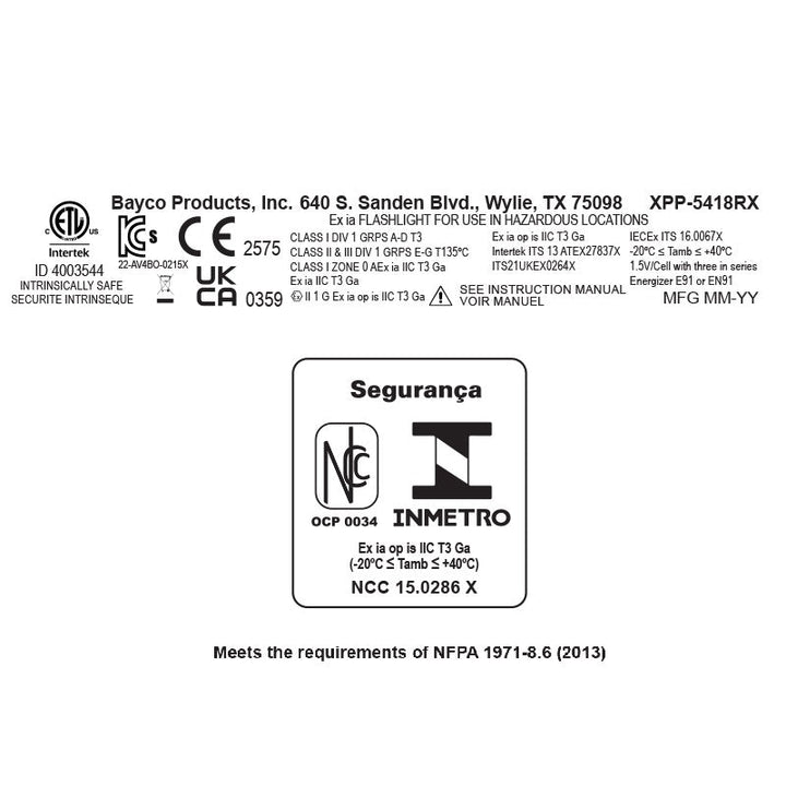 XPP-5418RX-K01 [Zone 0] IS Flashlight (3 AA) w/Kit
